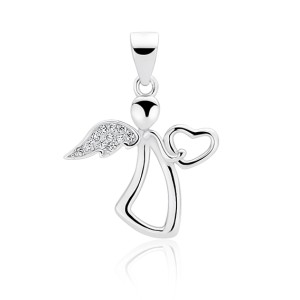 Pandantiv argint ingeras cu inima si pietre DiAmanti Z1601C-DIA (Argint 925‰ 1,3 g.)